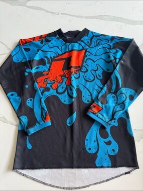 Blue & Orange Graphic Long Sleeve Jersey- DIRT BIKE JERSEY (kids/youth)